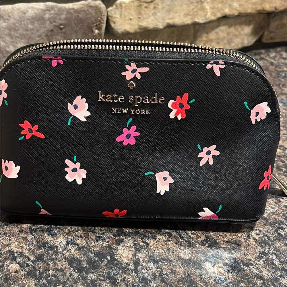 Kate Spade Black Bag with Red and Pink Floral Design